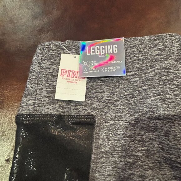 NWT Victoria's Secret Pink Gray Shimmer Pocket Mesh Ultimate Yoga Leggings - Picture 5 of 13